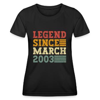Légende depuis mars 2003 - T-shirt sport Femme - noir - Devant - AI Model Female 172 light (172cm)