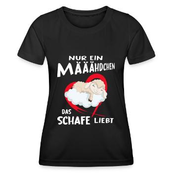 schaf määädchen das schafe mag schafgirl - Frauen Funktions-T-Shirt - Schwarz - Vorne - AI Model Female 172 light (172cm)