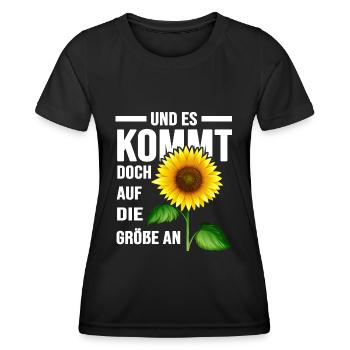 größte sonnenblume im garten gartenglück schreber - Frauen Funktions-T-Shirt - Schwarz - Vorne - AI Model Female 172 light (172cm)