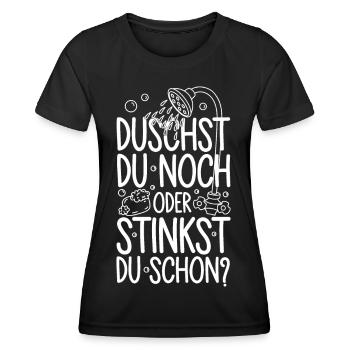 Duschst du noch oder stinkst Du schon? Winter - Frauen Funktions-T-Shirt - Schwarz - Vorne - AI Model Female 172 light (172cm)