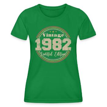 1982 Retro Vintage Geburtstag geboren in - 1982 - Frauen Funktions-T-Shirt - Kelly Green - Vorne - AI Model Female 172 dark (172cm)