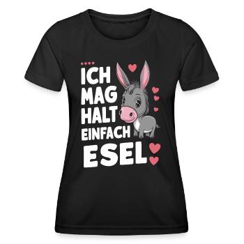 Esel Eselchen Maultier Muli - Frauen Funktions-T-Shirt - Schwarz - Vorne - AI Model Female 172 light (172cm)