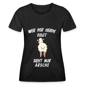 Wer der Herde folgt sieht nur Ärsche - Frauen Funktions-T-Shirt - Schwarz - Vorne - AI Model Female 172 light (172cm)
