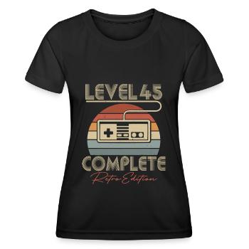45th Birthday Level 45 Complete 45 Years Gift - Women's Functional T-Shirt - black - Front - AI Model Female 172 light (172cm)