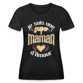 je suis super maman d'amour Cadeau fete des mères - T-shirt sport Femme - noir - Devant - AI Model Female 172 light (172cm)