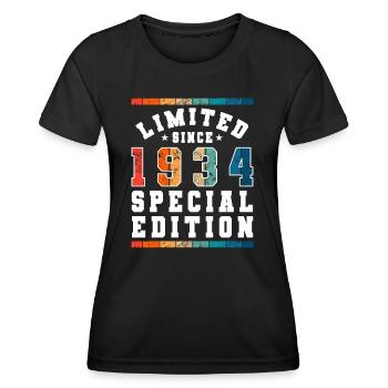 Edition limitée depuis 1934 Cadeau d’anniversaire - T-shirt sport Femme - noir - Devant - AI Model Female 172 light (172cm)
