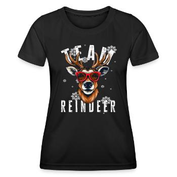 Weihnachtsmotiv Rentier Xmas Team Rentier - Frauen Funktions-T-Shirt - Schwarz - Vorne - AI Model Female 172 light (172cm)