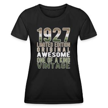 Edition limitée depuis 1927 Anniversaire Millésime 1927 - T-shirt sport Femme - noir - Devant - AI Model Female 172 light (172cm)