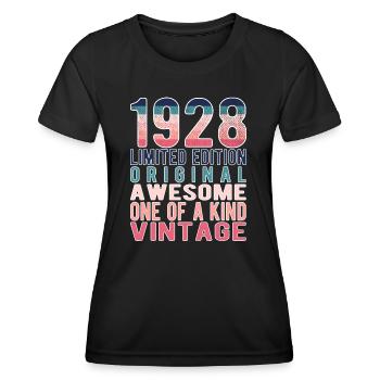 Edition limitée depuis 1928 Anniversaire Millésime 1928 - T-shirt sport Femme - noir - Devant - AI Model Female 172 light (172cm)