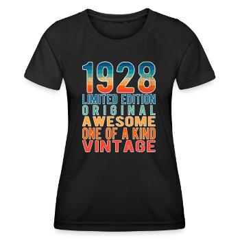 Edition limitée depuis 1928 Anniversaire Millésime 1928 - T-shirt sport Femme - noir - Devant - AI Model Female 172 light (172cm)