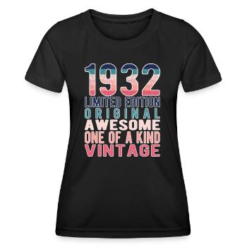 Limited Edition Since 1932 Birthday Vintage 1932 - Women's Functional T-Shirt - black - Front - AI Model Female 172 light (172cm)