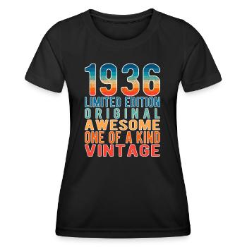 Edition limitée depuis 1936 Anniversaire Millésime 1936 - T-shirt sport Femme - noir - Devant - AI Model Female 172 light (172cm)