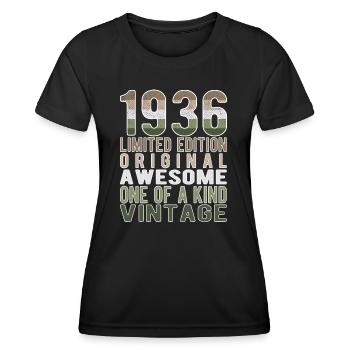 Edition limitée depuis 1936 Anniversaire Millésime 1936 - T-shirt sport Femme - noir - Devant - AI Model Female 172 light (172cm)