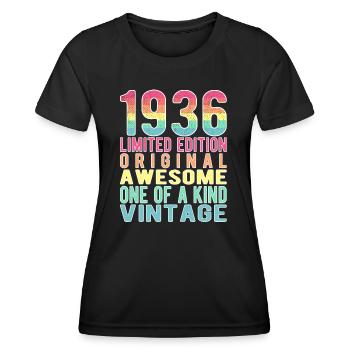 Edition limitée depuis 1936 Anniversaire Millésime 1936 - T-shirt sport Femme - noir - Devant - AI Model Female 172 light (172cm)