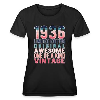 Edition limitée depuis 1936 Anniversaire Millésime 1936 - T-shirt sport Femme - noir - Devant - AI Model Female 172 light (172cm)