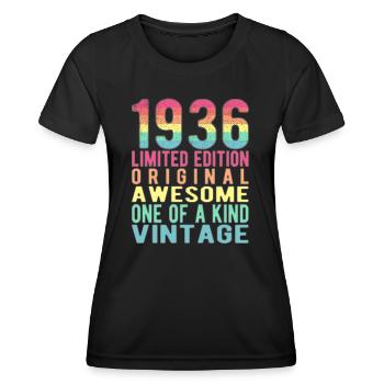 Edition limitée depuis 1936 Anniversaire Millésime 1936 - T-shirt sport Femme - noir - Devant - AI Model Female 172 light (172cm)