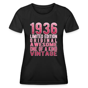 Edition limitée depuis 1936 Anniversaire Millésime 1936 - T-shirt sport Femme - noir - Devant - AI Model Female 172 light (172cm)