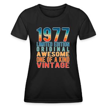 Limited Edition Since 1977 Birthday Vintage 1977 - Women's Functional T-Shirt - black - Front - AI Model Female 172 light (172cm)
