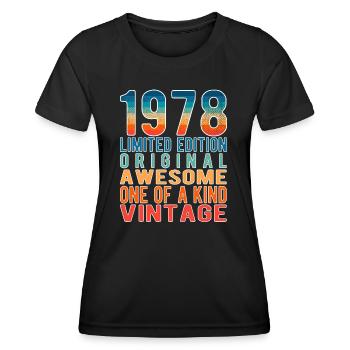 Edition limitée depuis 1978 Anniversaire Millésime 1978 - T-shirt sport Femme - noir - Devant - AI Model Female 172 light (172cm)
