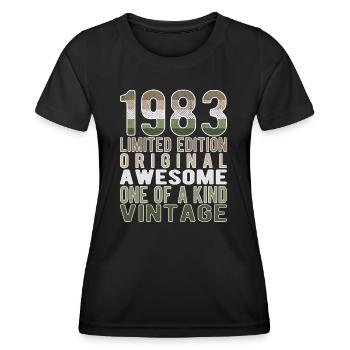 Edition limitée depuis 1983 Anniversaire Millésime 1983 - T-shirt sport Femme - noir - Devant - AI Model Female 172 light (172cm)