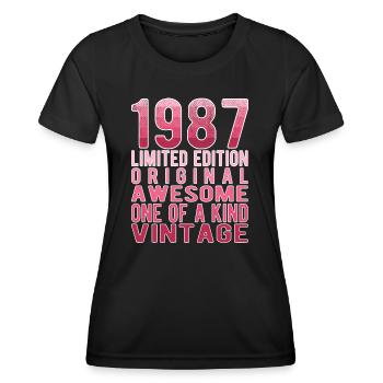 Edition limitée depuis 1987 Anniversaire Millésime 1987 - T-shirt sport Femme - noir - Devant - AI Model Female 172 light (172cm)