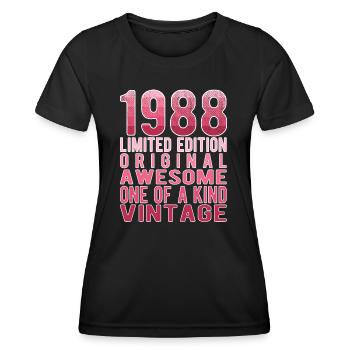 Edition limitée depuis 1988 Anniversaire Millésime 1988 - T-shirt sport Femme - noir - Devant - AI Model Female 172 light (172cm)