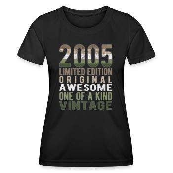 Edition limitée depuis 2005 Anniversaire Millésime 2005 - T-shirt sport Femme - noir - Devant - AI Model Female 172 light (172cm)