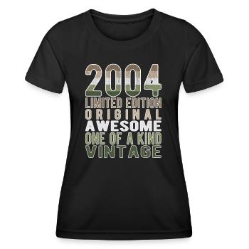 Edition limitée depuis 2004 Anniversaire Millésime 2004 - T-shirt sport Femme - noir - Devant - AI Model Female 172 light (172cm)