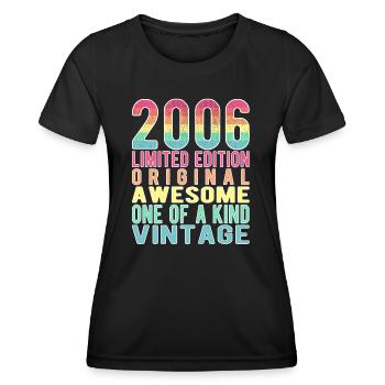 Edition limitée depuis 2006 Anniversaire Millésime 2006 - T-shirt sport Femme - noir - Devant - AI Model Female 172 light (172cm)