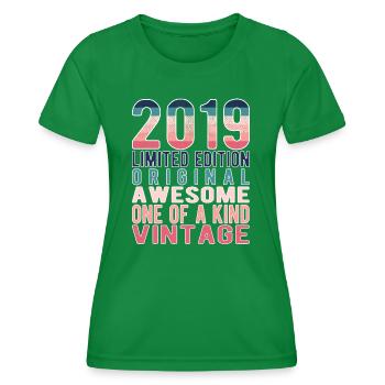 Edition limitée depuis 2019 Anniversaire Millésime 2019 - T-shirt sport Femme - vert - Devant - AI Model Female 172 dark (172cm)
