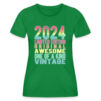 Limited Edition since 2024 Birthday Vintage 2024 - Women's Functional T-Shirt - kelly green - Front - AI Model Female 172 dark (172cm)