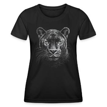 Panthère Portrait Faune Jungle - T-shirt sport Femme - noir - Devant - AI Model Female 172 light (172cm)