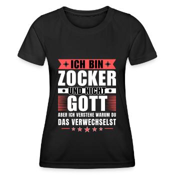 Ich bin Zocker und nicht Gott - Frauen Funktions-T-Shirt - Schwarz - Vorne - AI Model Female 172 light (172cm)