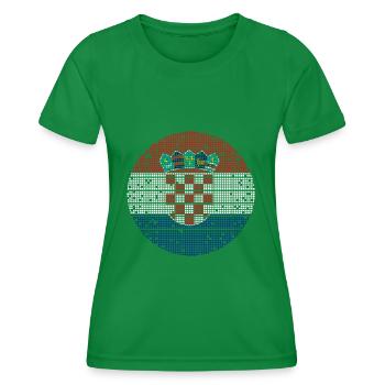 Kroatien Flagge Adria Zagreb Kroatische Fahne - Frauen Funktions-T-Shirt - Kelly Green - Vorne - AI Model Female 172 dark (172cm)