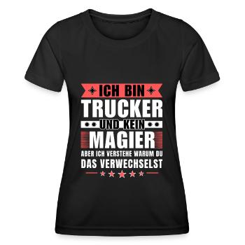 Ich bin Trucker und kein Magier - Frauen Funktions-T-Shirt - Schwarz - Vorne - AI Model Female 172 light (172cm)