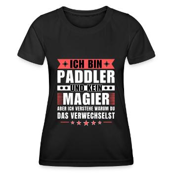 Ich bin Paddler und kein Magier - Frauen Funktions-T-Shirt - Schwarz - Vorne - AI Model Female 172 light (172cm)