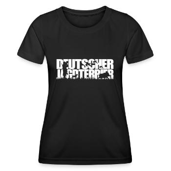 DEUTSCHER JAGDTERRIER Jagdhund - Frauen Funktions-T-Shirt - Schwarz - Vorne - AI Model Female 172 light (172cm)