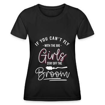 Hexenbesen Halloween Besen Walpurgisnacht - Frauen Funktions-T-Shirt - Schwarz - Vorne - AI Model Female 172 light (172cm)