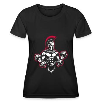 Sparta Spartaner Bodybuilder im Gym für Kraftsport - Frauen Funktions-T-Shirt - Schwarz - Vorne - AI Model Female 172 light (172cm)
