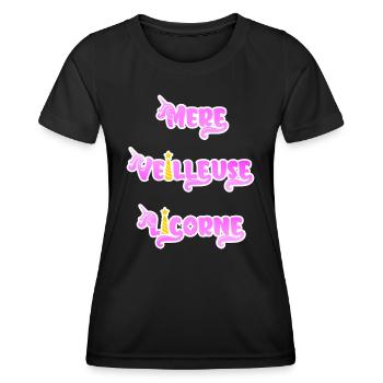 Mère Veilleuse Licorne - T-shirt sport Femme - noir - Devant - AI Model Female 172 light (172cm)