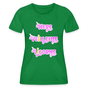 Mère Veilleuse Licorne - T-shirt sport Femme - vert - Devant - AI Model Female 172 dark (172cm)