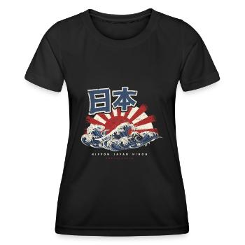 JAPAN JAPANESE FLAG ART WAVE RETRO GIFT - Women's Functional T-Shirt - black - Front - AI Model Female 172 light (172cm)