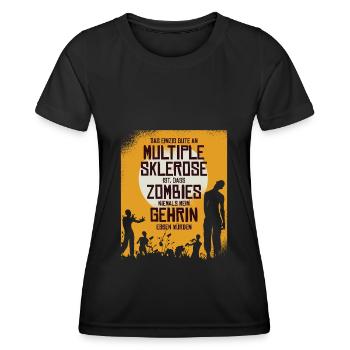 Das einzig gute an MS ist dass Zombies mein Gehirn - Frauen Funktions-T-Shirt - Schwarz - Vorne - AI Model Female 172 light (172cm)