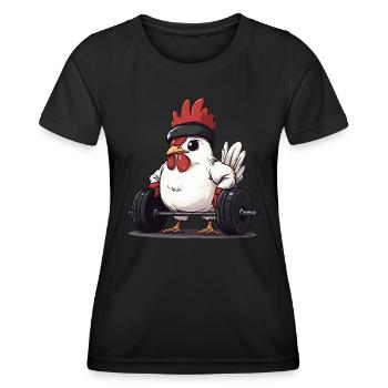 Poulet soulevé de terre - T-shirt sport Femme - noir - Devant - AI Model Female 172 light (172cm)
