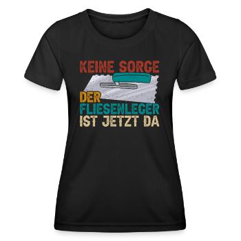 Fliesenleger - Frauen Funktions-T-Shirt - Schwarz - Vorne - AI Model Female 172 light (172cm)