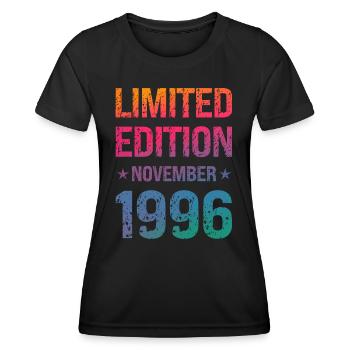 Fête d'anniversaire en édition limitée Vintage 1996 - T-shirt sport Femme - noir - Devant - AI Model Female 172 light (172cm)