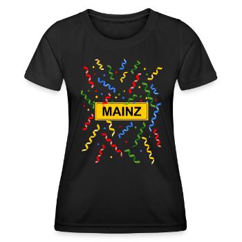 Mayence, Carnaval de Mayence, Confettis, Costume, Panneau de la ville - T-shirt sport Femme - noir - Devant - AI Model Female 172 light (172cm)