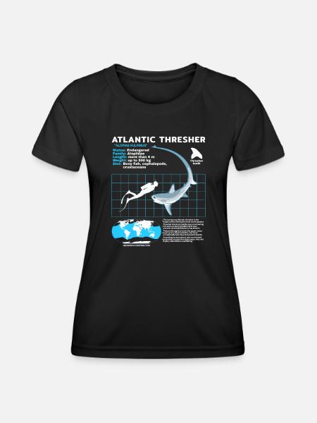 Drescherhai Datenblatt - Frauen Funktions-T-Shirt - Schwarz