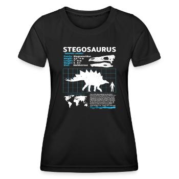 Fiche technique de Stegosaurus - T-shirt sport Femme - noir - Devant - AI Model Female 172 light (172cm)