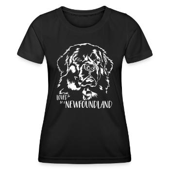 Loved by a Newfoundland Newfoundland dog saying - Women's Functional T-Shirt - black - Front - AI Model Female 172 light (172cm)